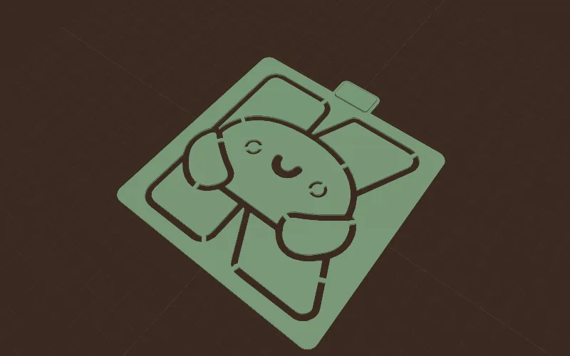 The Kutterly logo as a stencil: a plate cut out along the design.