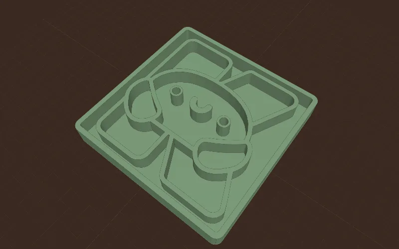 The Kutterly logo as a stamp: a plate with the design in relief.